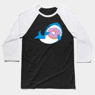 Funny Kawaii Shark Eating Donut Humor Baseball T-Shirt